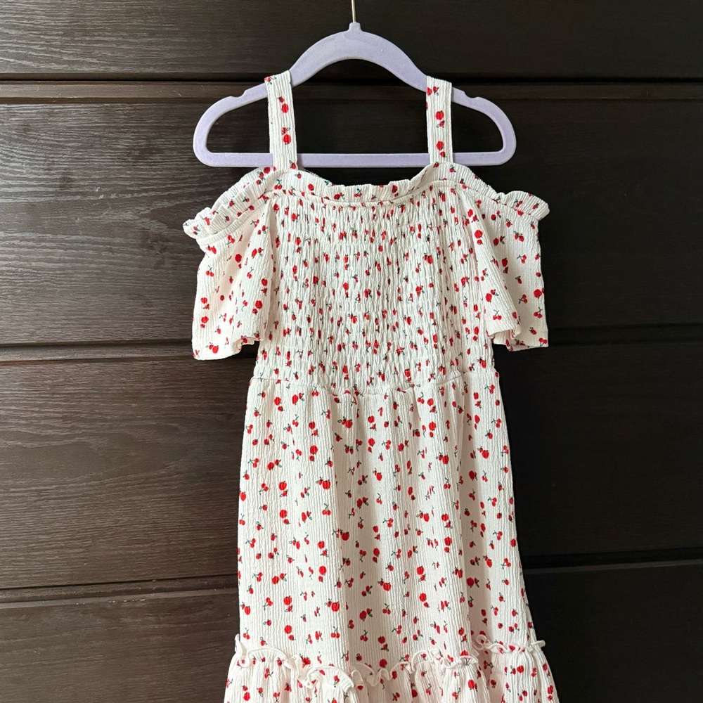 Zara Kids Floral Dress - White with Red Flowers